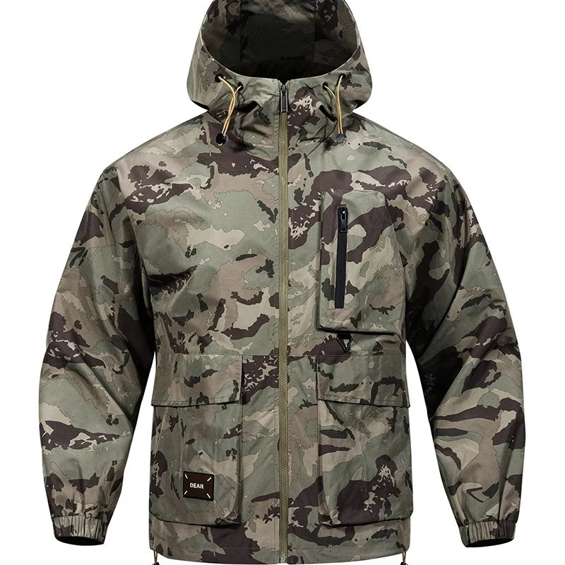 Outdoor Men's Camouflage Tactical Jacket Spring Autumn Lightweight Waterproof Windproof Breathable Mountaineering Fishing Jacket