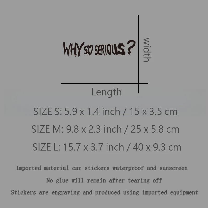 Why So Serious Sticker Fashion creative&funny stickers for cartoon fans&lover,high quality for car trucks motorcycles &laptops