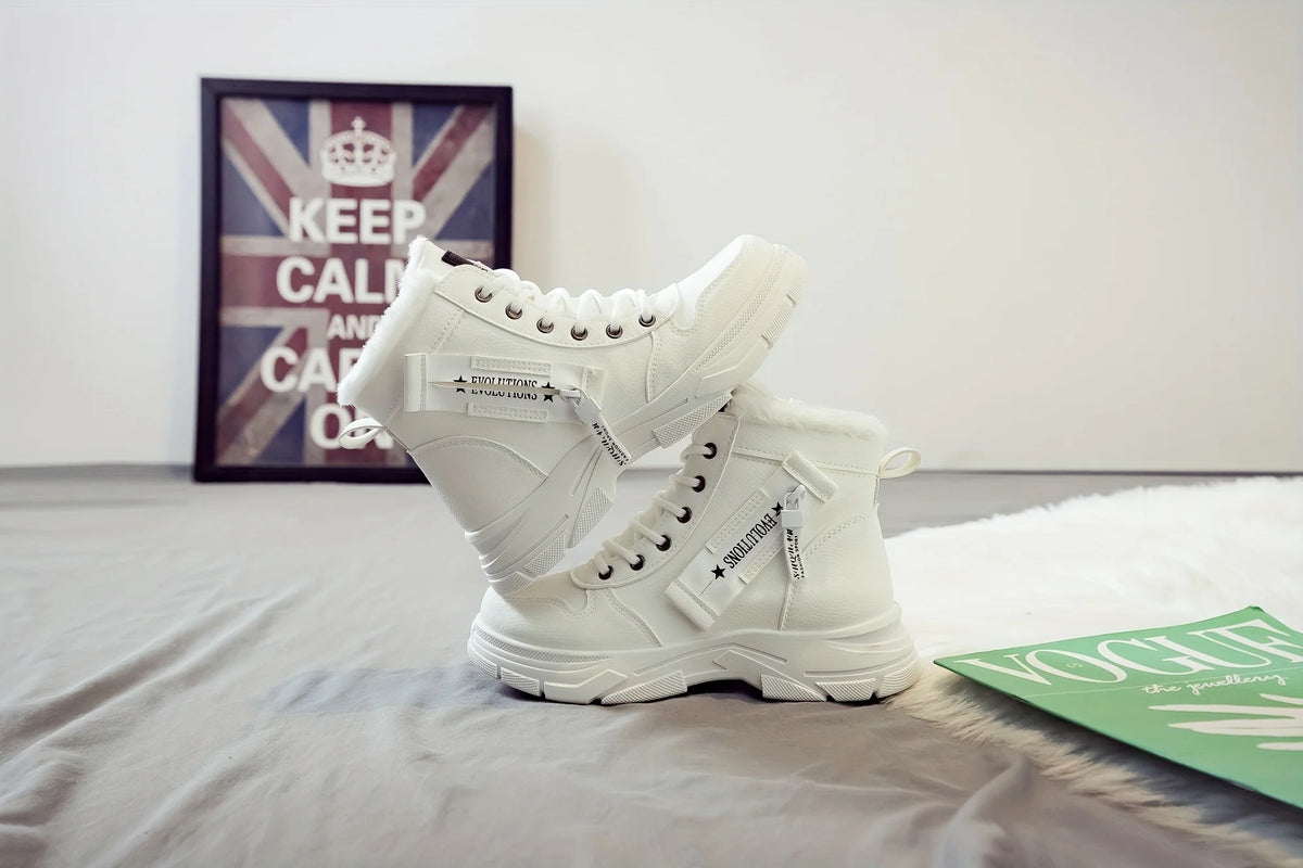 Botins de Senhora, Botins Curtos, Botas de Inverno com Forro Espesso e Isolamento, Elegantes e Versáteis, Botas de Inverno de Sola Grossa