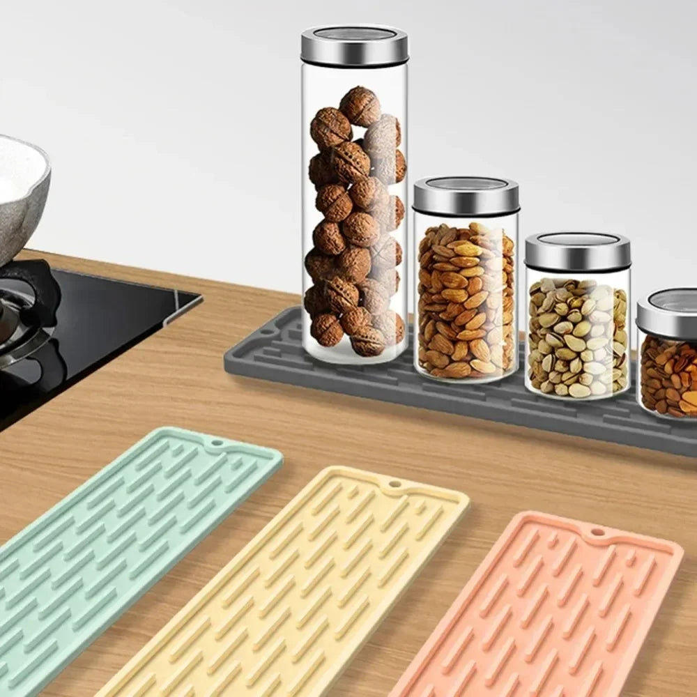 HOMEFISH  Silicone Drainer Mat Anti Slip Sink Tray Tableware Cushion Organizer Kitchenware Protection Mat Kitchen Storage Pads