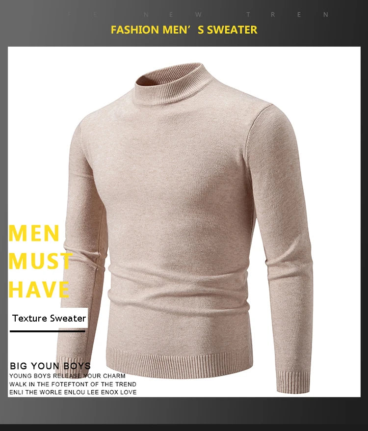 New Autumn Winter Designer Fashion Half Turtleneck Knitted Sweater High Quality Mens Casual Solid Color Warm Women Sweaters