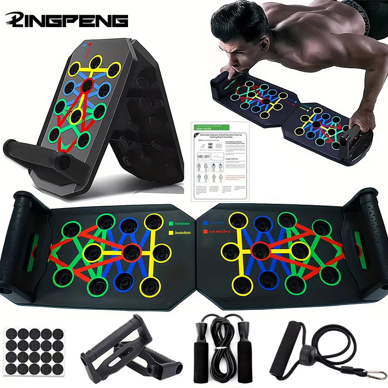 Portable Multifunctional Push-up Board Set With Handles Foldable Fitness Equipment For Chest Abdomen Arms And Back Training