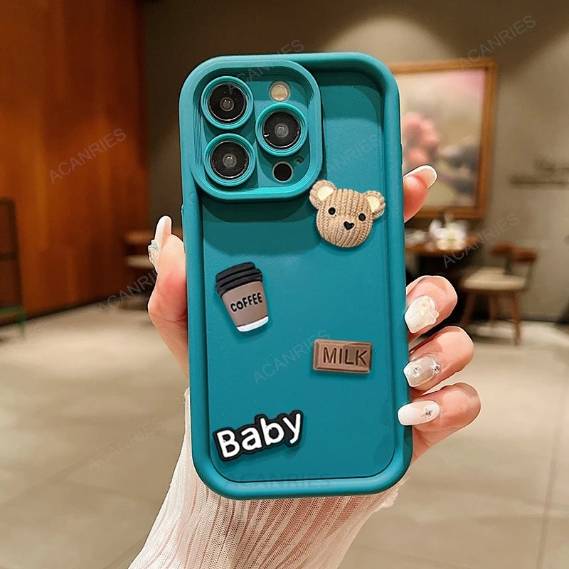 Note13 Cute Cartoon 3D Bear Silicone Case On For Xiaomi Redmi Note 13 Pro 4g 5g 12 11 10 9 13pro Plus 12pro Shockproof Cover 13c