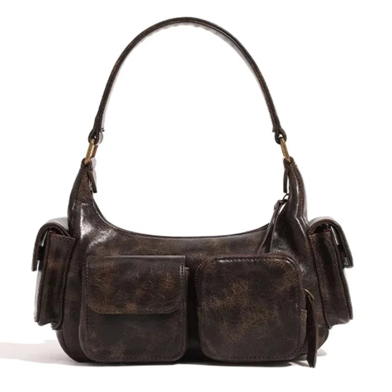 Annmouler Design Hobo Multi Pocket Locomotive Bag New Single Shoulder Bag Underarm Bag High Capacity Women Bag