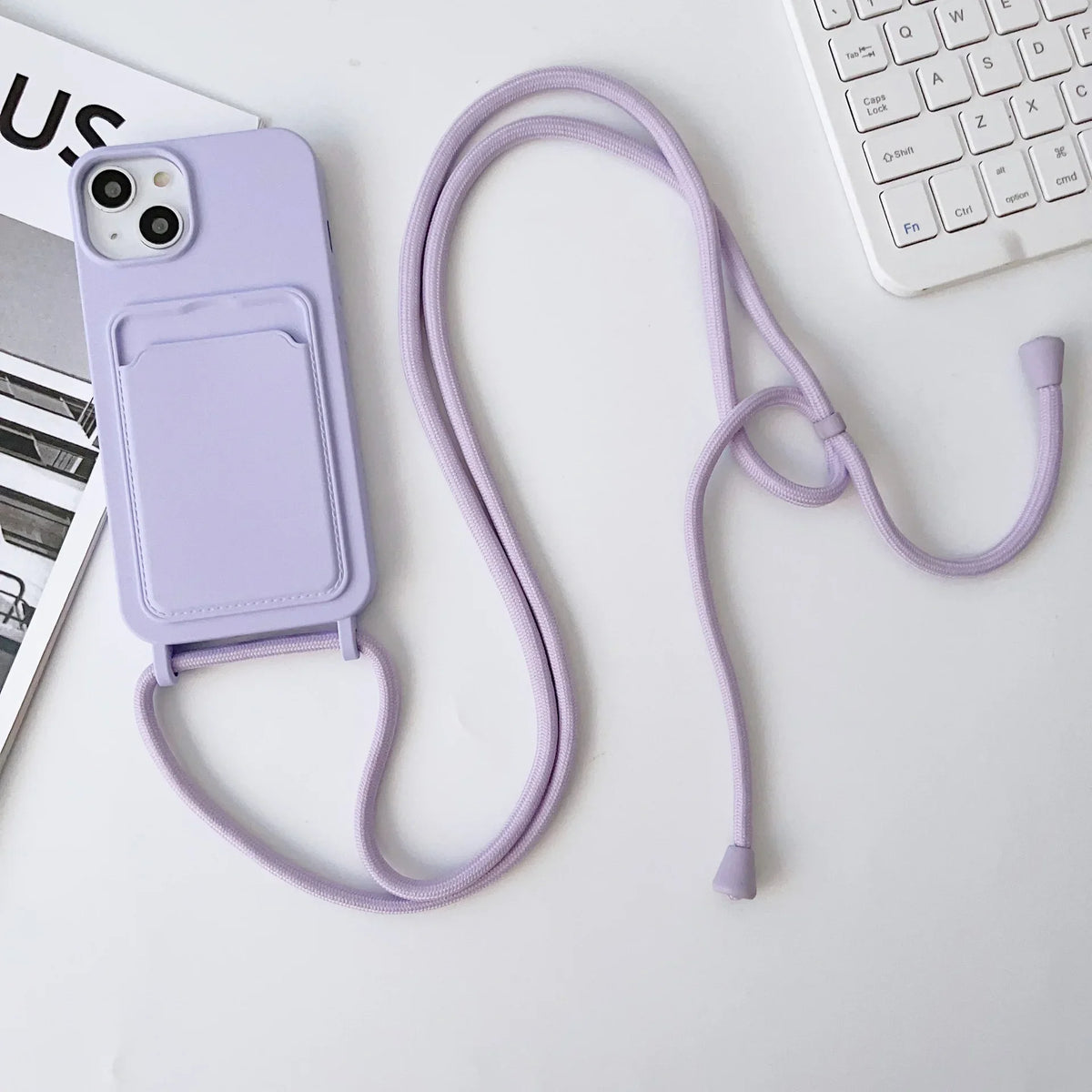 Crossboby Lanyard Rope Phone Case with Card Holder For iPhone 17 16 E 15 14 13 12 11 Pro Max Necklace Strap Soft Silicone Cover
