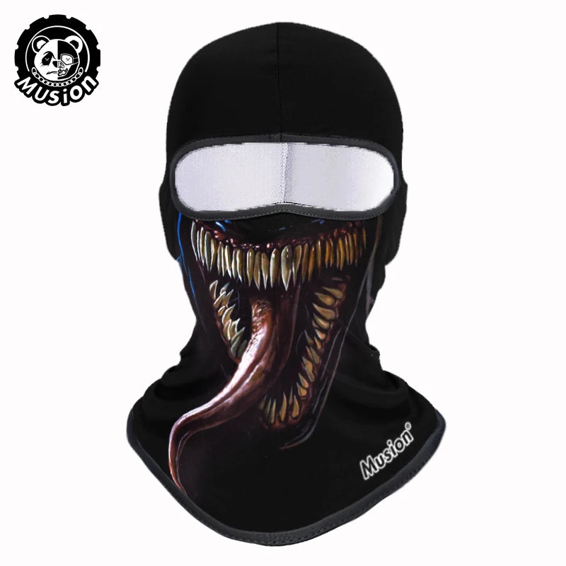 Musion Balaclava Helmet Liner Full Face Mask Skull Print Moto Topeng Muka Rider for Cycling and Riding Motorcycle