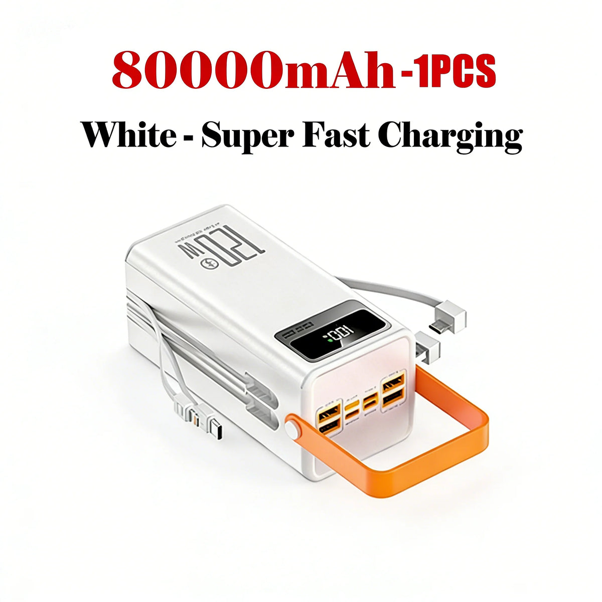 120W 30000-100000mAh Fast Charging Power Bank Large Capacity Outdoor Mobile Power Supply External Spare Battery For Camping