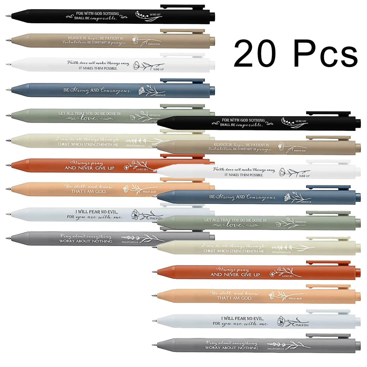10/20/30 Pcs Set of Inspirational Christian Pens Bulk Religious Gifts: Bible Verse Ballpoint Pens Scripture Gifts
