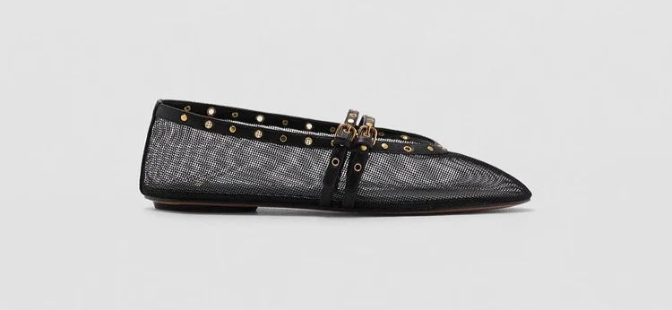 Mesh Summer Ballet Flats Shoes Women Buckle Strap Breathable 2026 New Flats Shoes Ladies Black Mary Janes Footwear Loafers Lady