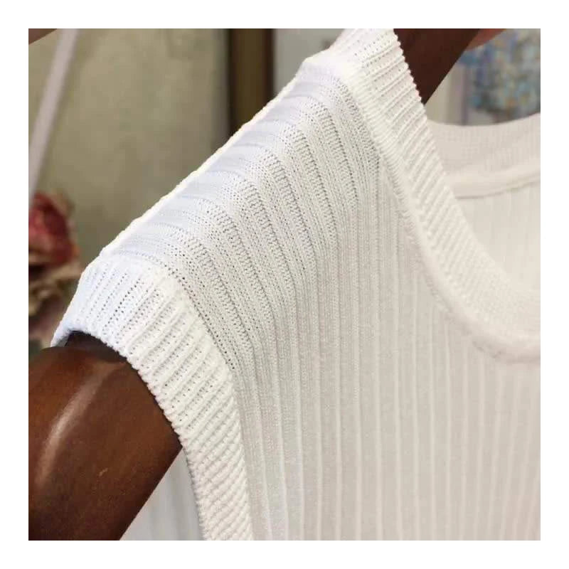 zjaiss 2026 Summer New Fashion Knitted Vests O-neck Sleeveless Casual Thin Tops Sleeveless Blouse Women Shirt