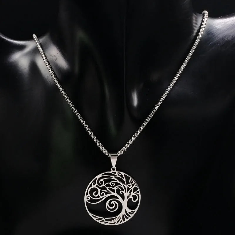 Tree of Life Collar Stainless Steel Necklace for Women Men Chain Necklace Jewellery Arbre De Vie Acier Inoxydable N842S01