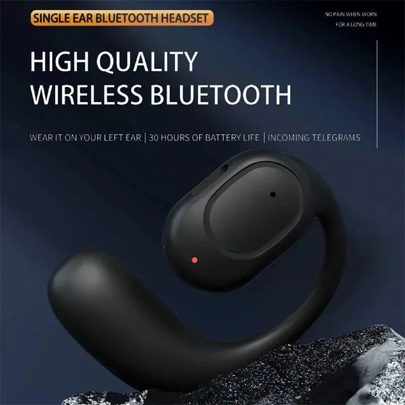 Single One Ear Hook Bone Conduction Bluetooth Headset Wireless Open Ear Headphones With Built-in Microphone Noise Canceling Hand