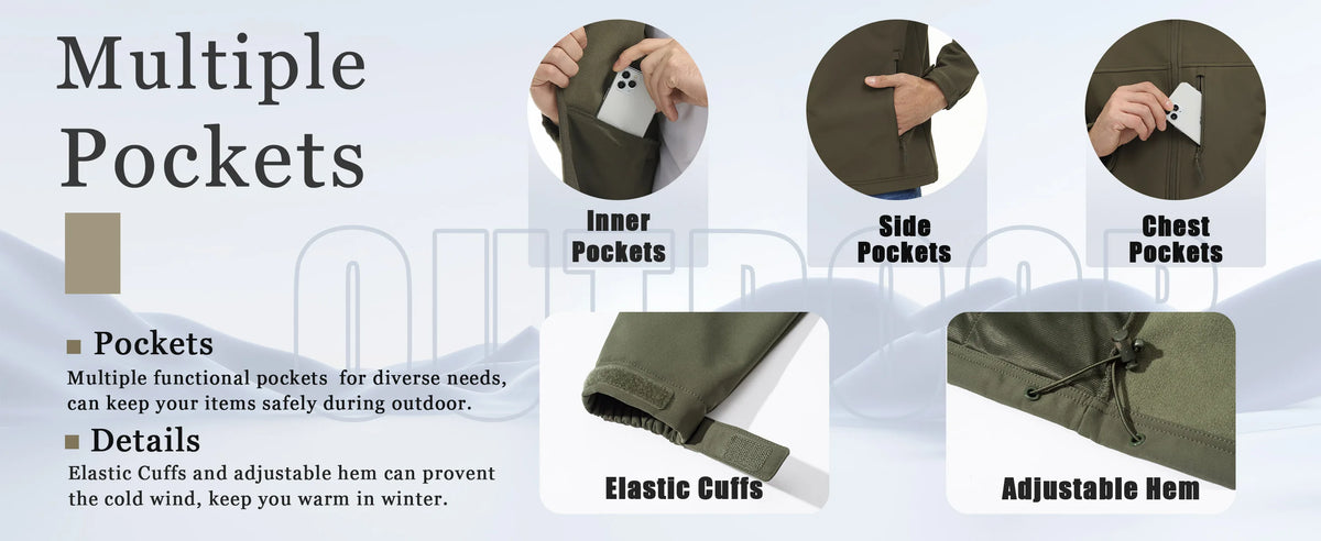 TACVASEN Blusão Impermeável para Homem Caminhada Outdoor Fecho Completo Corta-vento Forro Polar Quente Outono Inverno Trabalho Casaco Casual