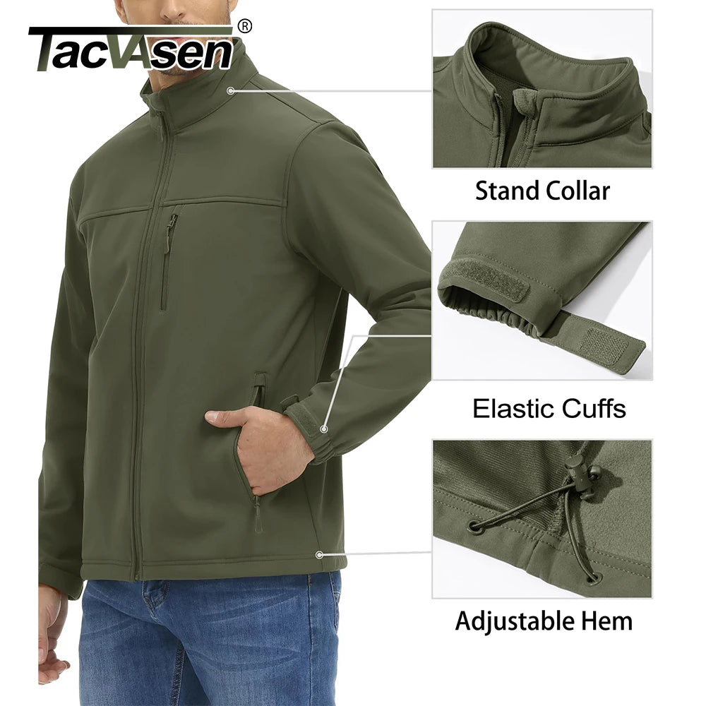 TACVASEN Blusão Impermeável para Homem Caminhada Outdoor Fecho Completo Corta-vento Forro Polar Quente Outono Inverno Trabalho Casaco Casual