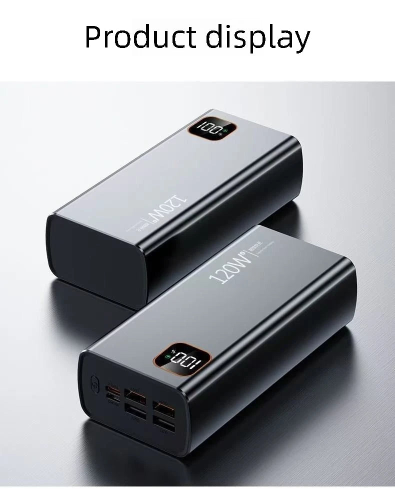120W PD Digital Display Power Bank 30000mAh Large Capacity Portable External Battery For IPhone Android
