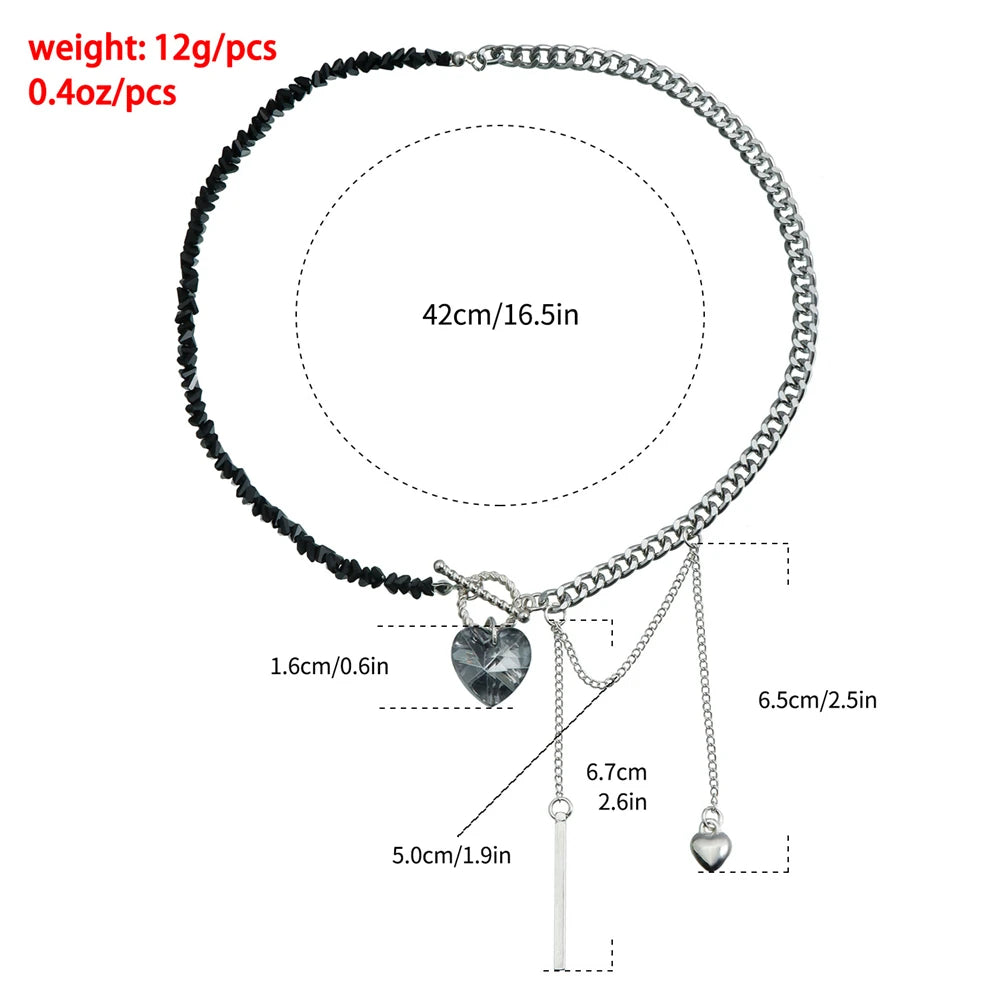 Trendy Irregular Crystal Beaded Necklace INS Style Elegant Starfish Tassel Necklace Luxury Heart Pendant Choker for Women