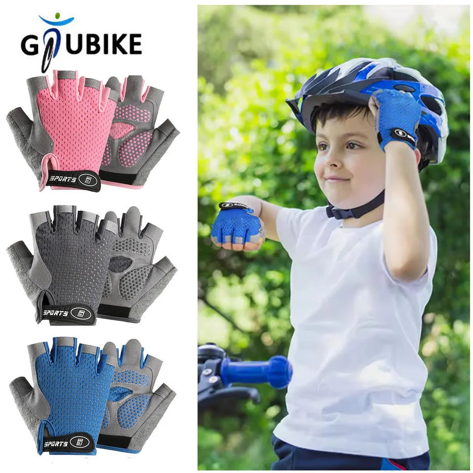 GTUBIKE Outdoor Sports Cycling Half Finger Gloves For Boys Girls, Antislip Breathable Thin Spring Summer Gloves, Bicycle Riding