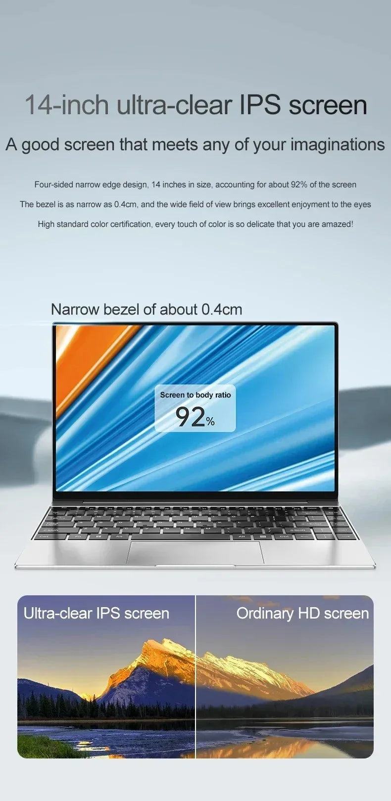 ultra-thin Laptop Intel Core i3 6th Processor 32GB RAM 1TB 2TB SSD 14.1 Inch Office Study Gamer Windows 11 Portable Notebook
