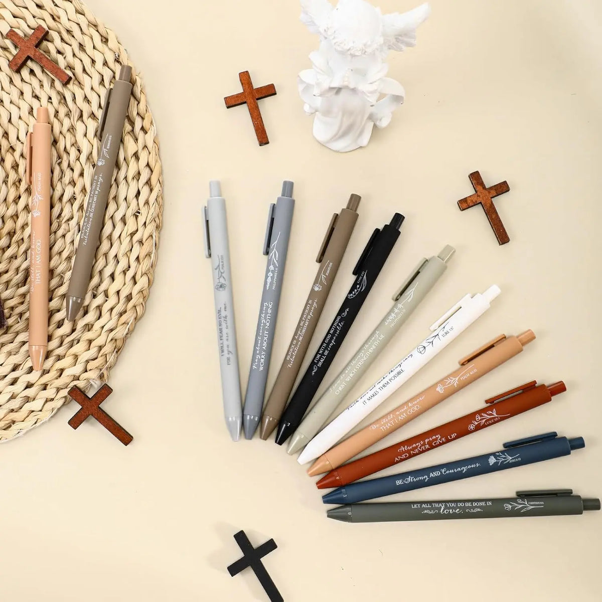 10/20/30 Pcs Set of Inspirational Christian Pens Bulk Religious Gifts: Bible Verse Ballpoint Pens Scripture Gifts