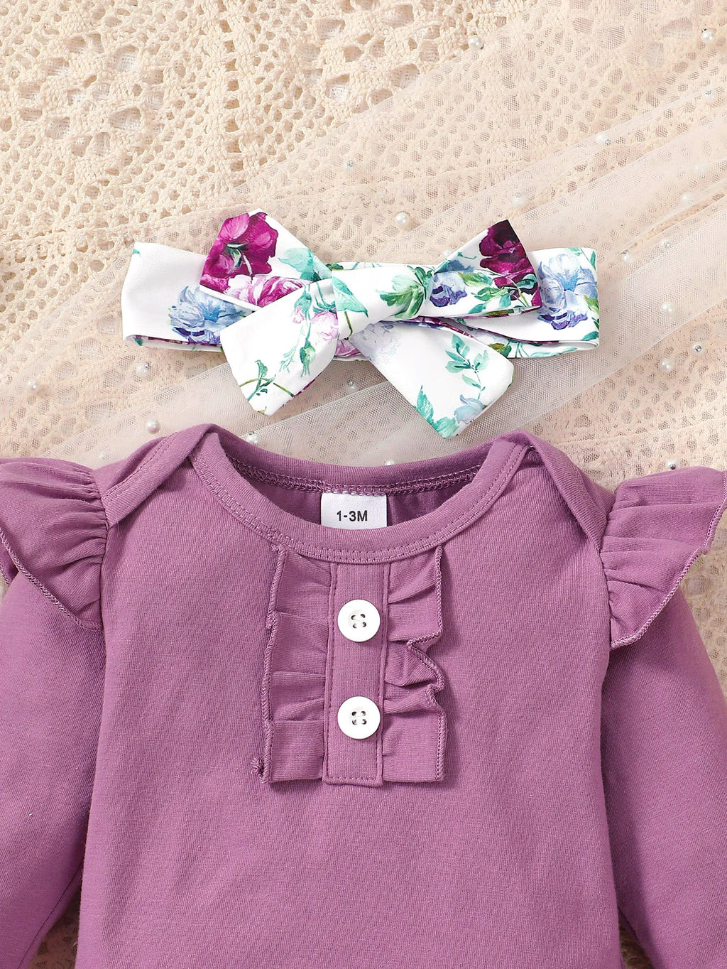 0-24 Months Newborn Baby Girl 3PCS Clothes Set Long Sleeve Romper+Flower Strap Pants+Headband Spring&Autumn Lovely Outfit