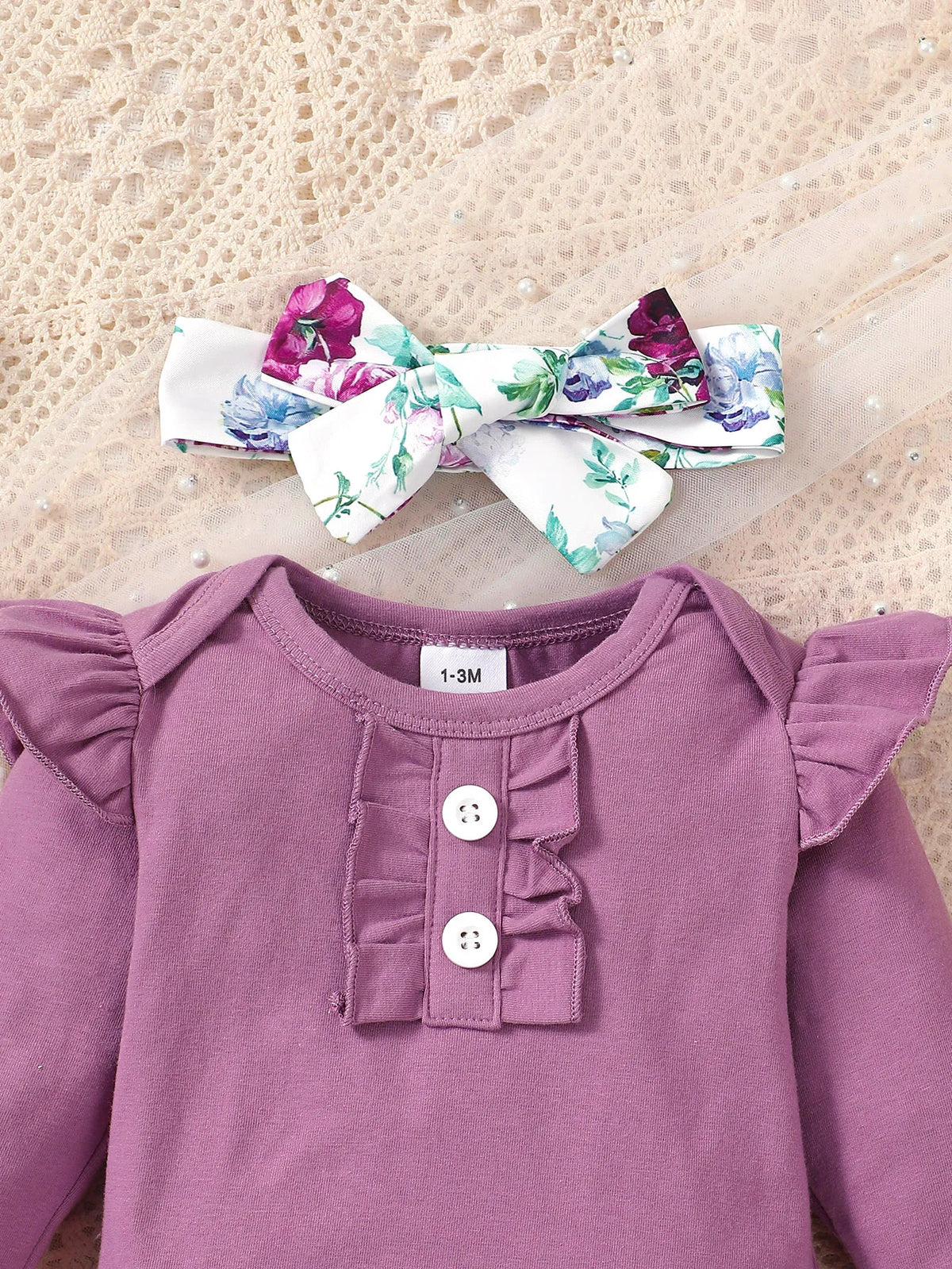 0-24 Months Newborn Baby Girl 3PCS Clothes Set Long Sleeve Romper+Flower Strap Pants+Headband Spring&Autumn Lovely Outfit
