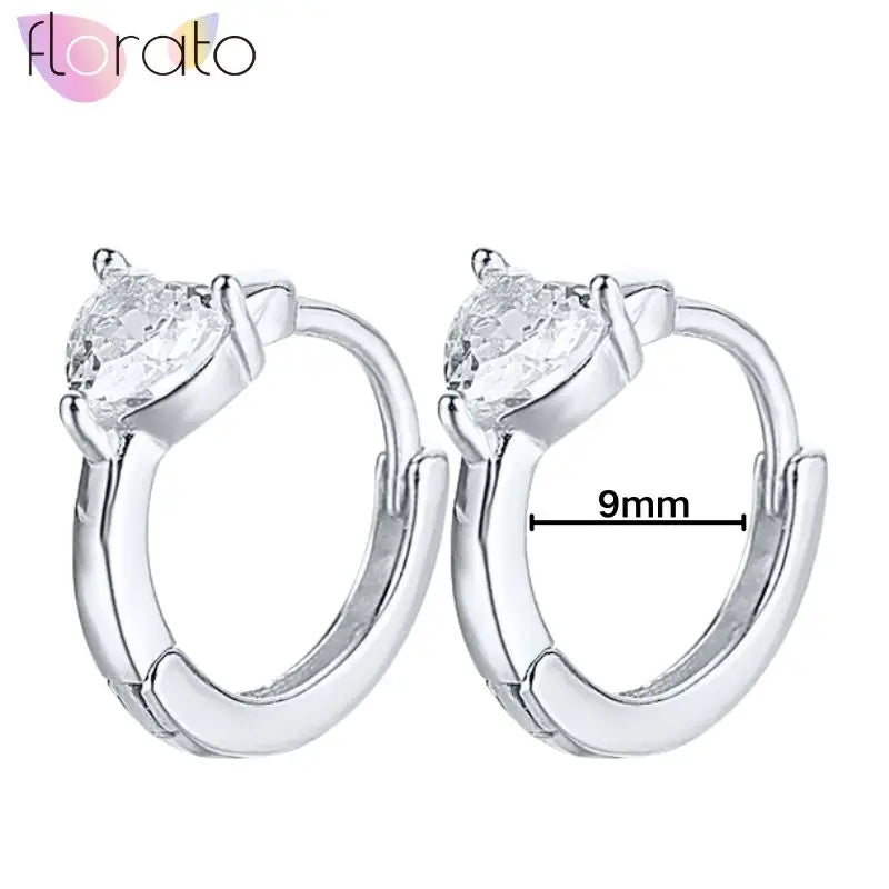 925 Sterling Silver Ear Buckle Retro Metal Heart Pendant Hoop Earrings for Women CZ Huggie Earrings Fashion Females Jewelry