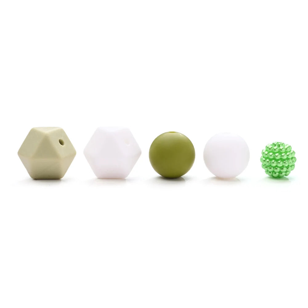 7Pcs Silicone Bead Set Soft Non Toxic Biteable Silicone Beads for Handmade Pacifier Chain Teeth Grinding Jewelry