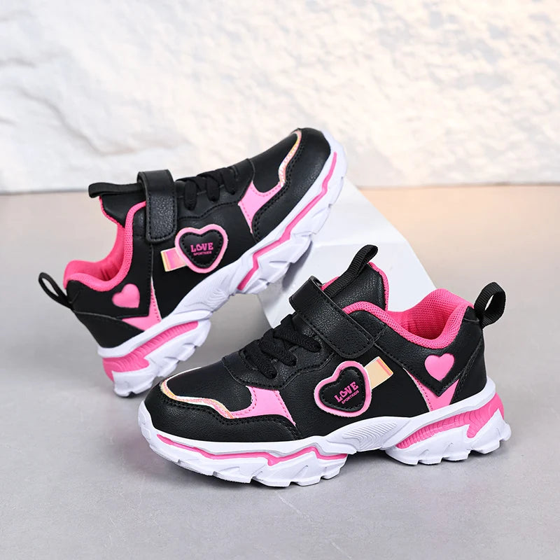 Autumn Girls Sneaker Children Leather Shoes PU Daily Kids Casual Walking Sneaker Platform Sports Tennis Sports Shoes Girl