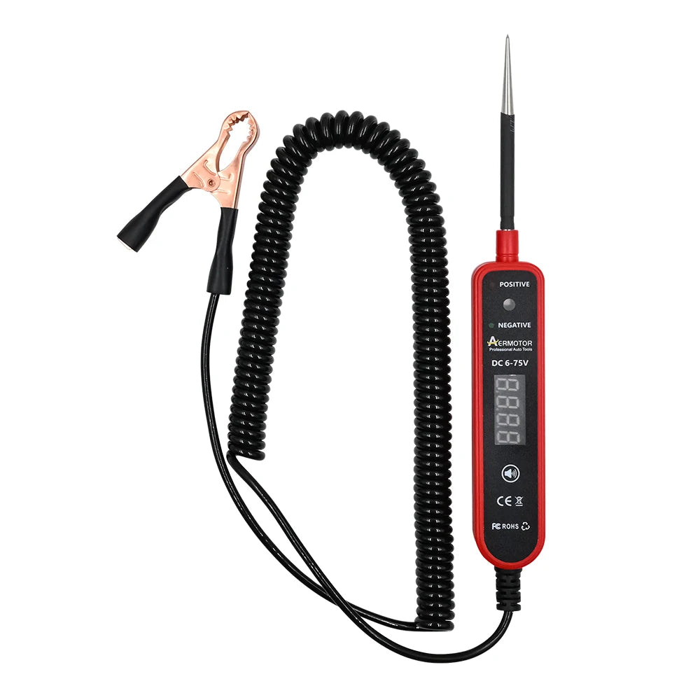 Aermotor Car Test Light with DC 6-75V LED Digital Voltage Display Electric Test Pen EM289 Car Short Circuit Diagnostic Tool