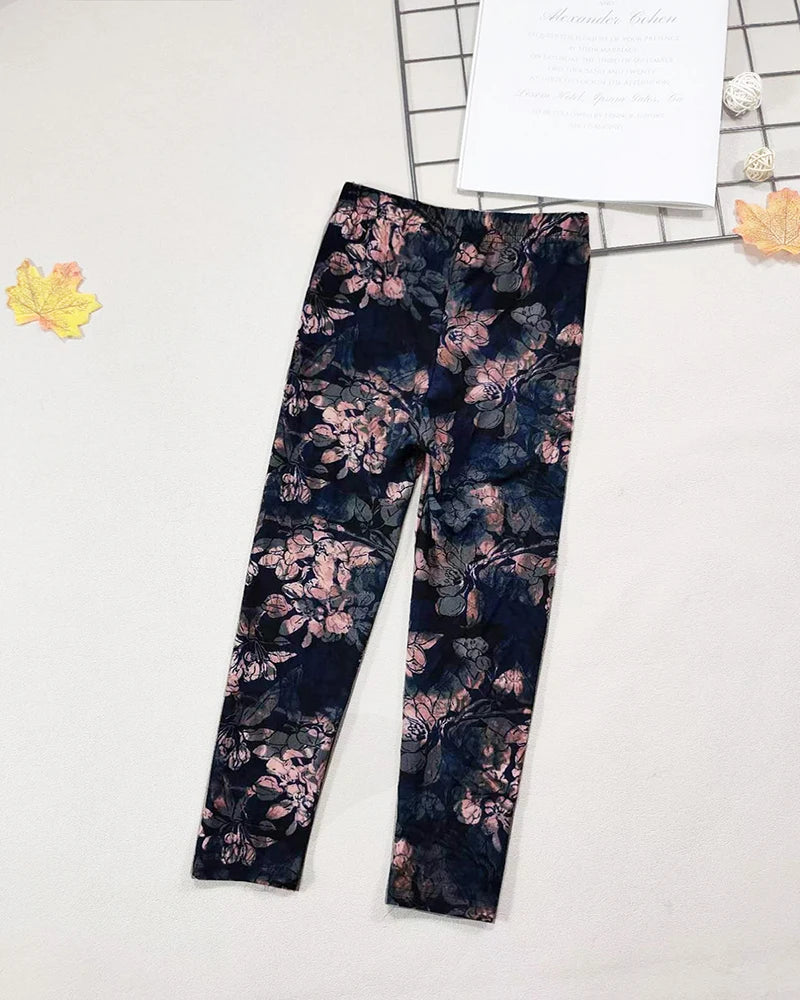 Girls' Leggings Fashion Cartoon Tight Pants Spring and Autumn Baby Girls Slim Fit Flower Leggings Summer Children's Pants