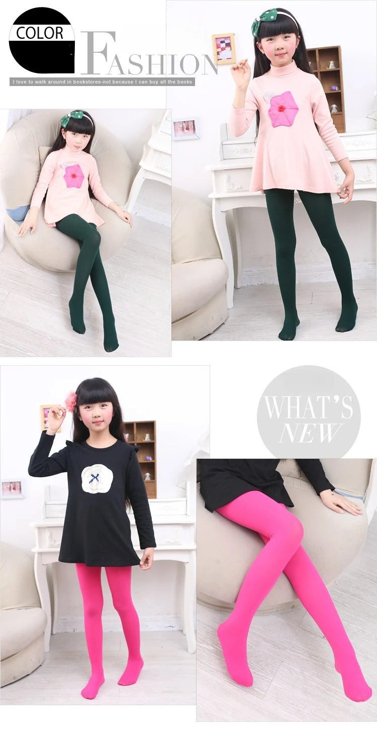 Summer Spring Candy Color Kids Pantyhose Ballet Dance Tights for Girls Stocking Children Velvet Solid White Pantyhose