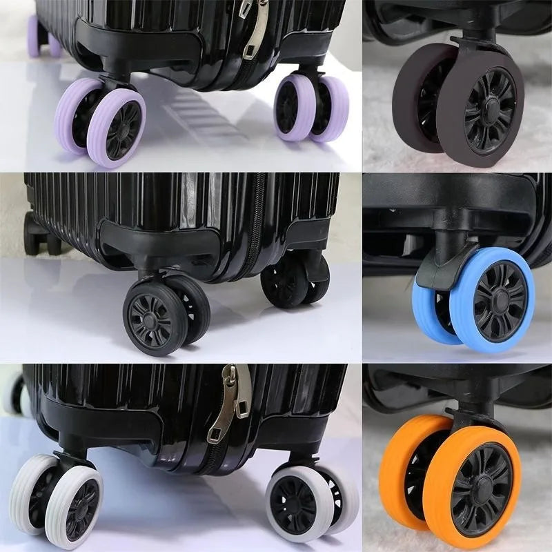 8pcs Luggage Roller Cover Silicone Silent Trolley Wheel Protective Cover Suitcase Wheels Protection Travel Luggage Caster Shoes