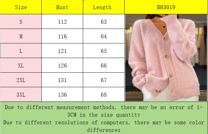 Women V Neck Cable Knit Cardigan Fuzzy Soft Long Sleeve Button Down Loose Casual Fall Winter Pocket Sweater Coat