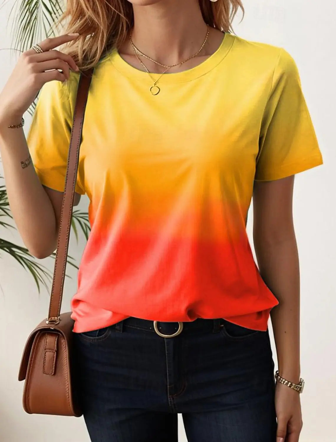 Women's T-Shirts For Women 3d Gradient Print  Tees Casual Street Femalewear Summer  Oversized T-Shirt Fashion Lady Y2k Clothing
