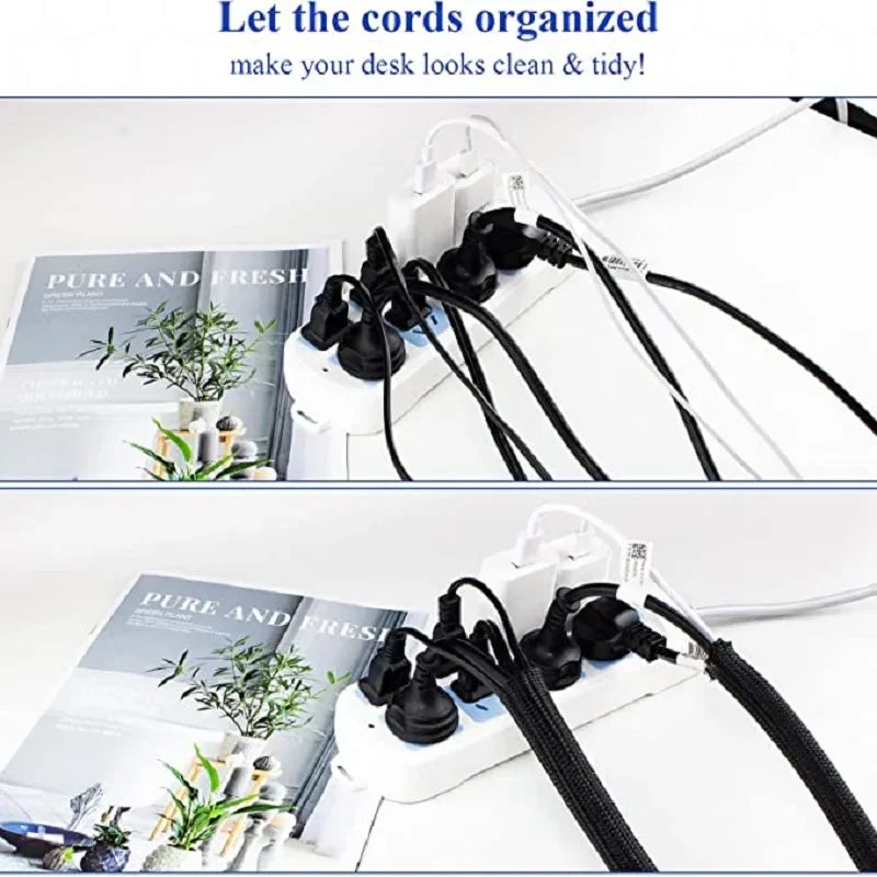 Braided Cable Sleeve 1m/3m/5m Pet Nylon Wrap for Desk PC TV Wire Protector Braided Wire Cover Casing Cable Organizer