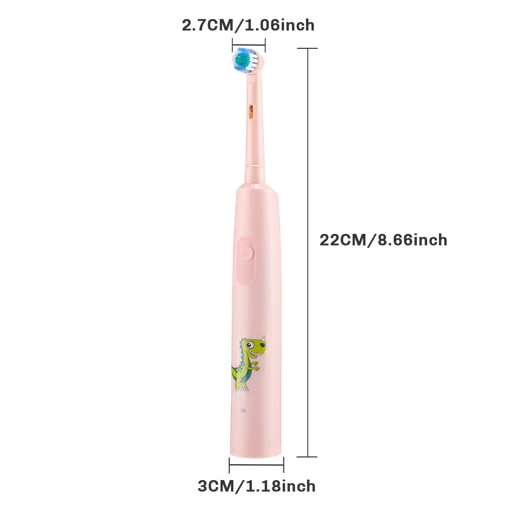 Smart Electric CleaningToothbrush For Children 4Pcs Brush Heads Round Rotating  3 Cleaning Modes Soft Bristles Teeth Brush