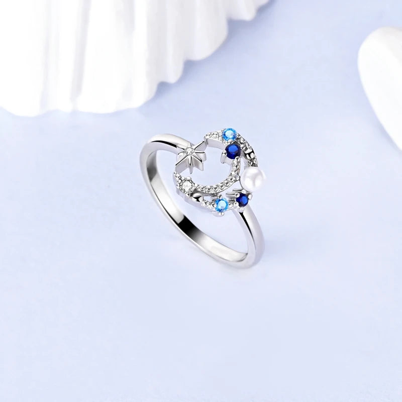925 Silver Open Ring Sunflower Bee Star Eternal Love Jewelry Women's Wedding Gift