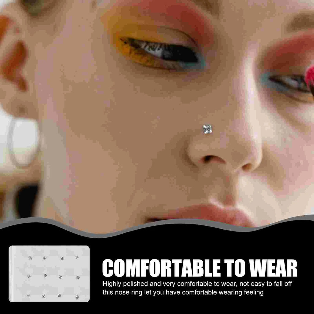 20 Pcs Straight Pin Nose Studs Sterling Silver Minimalist Body Piercing Jewelry Small Unique Nose Rings for Women Girls Highly