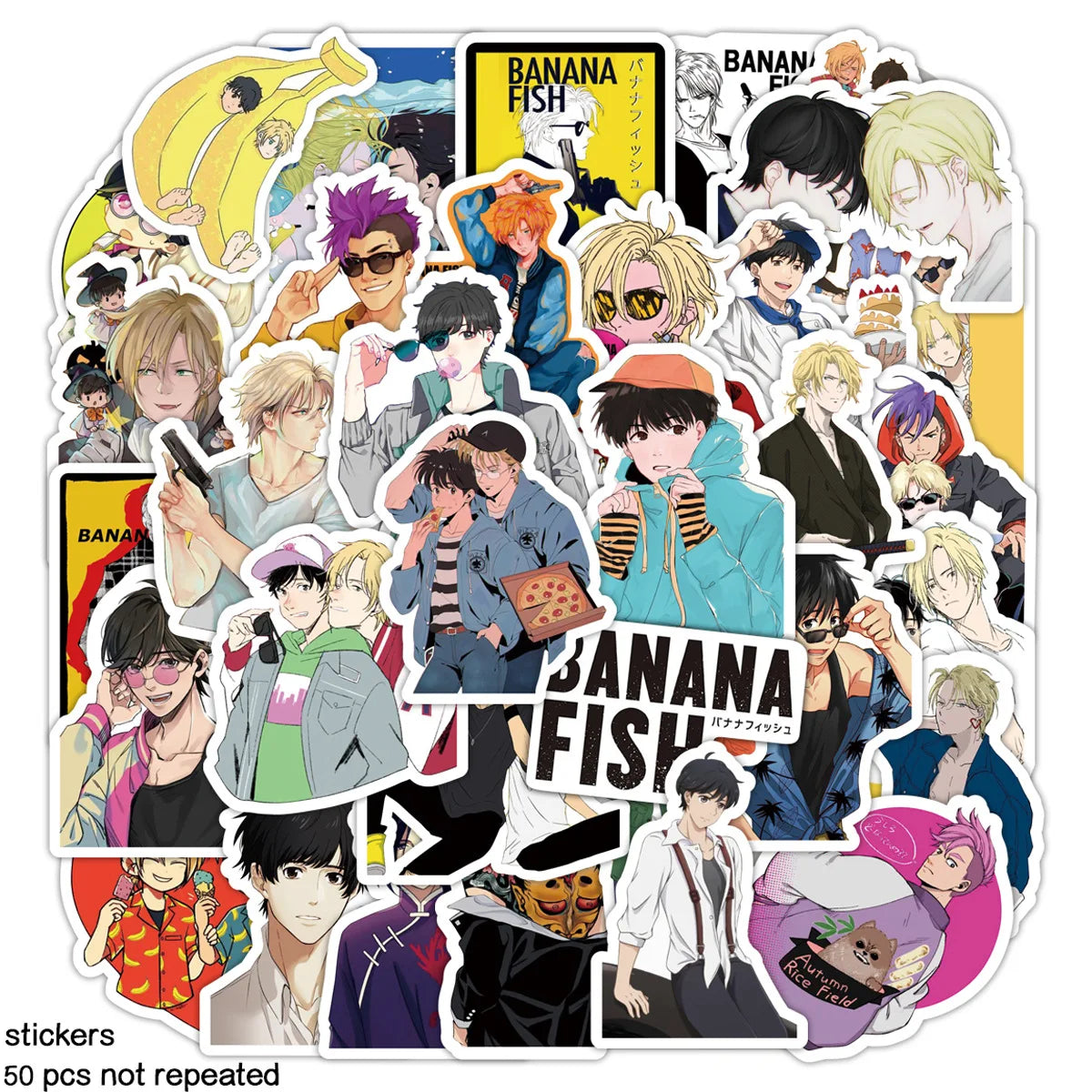50Pcs BANANA FISH Graffiti Stickers Water Bottle Laptop Phone Bicycle Luggage Case Skateboard Children Adult Sticker
