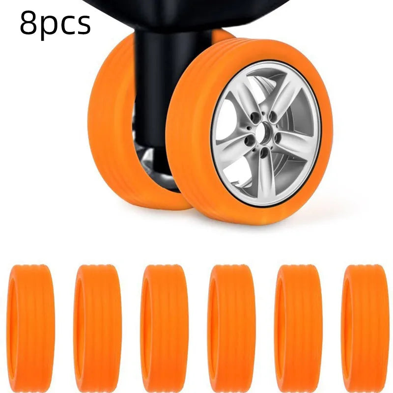 8pcs Luggage Roller Cover Silicone Silent Trolley Wheel Protective Cover Suitcase Wheels Protection Travel Luggage Caster Shoes