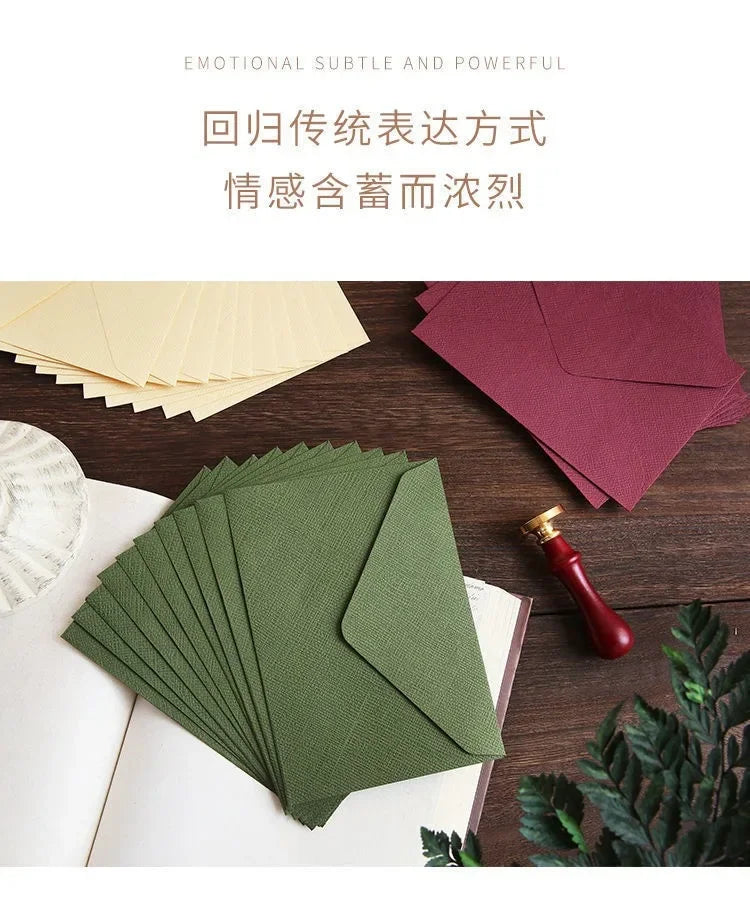 10pcs/batch Linen Envelope Letter Paper Set with Retro Wind Sealing Bag