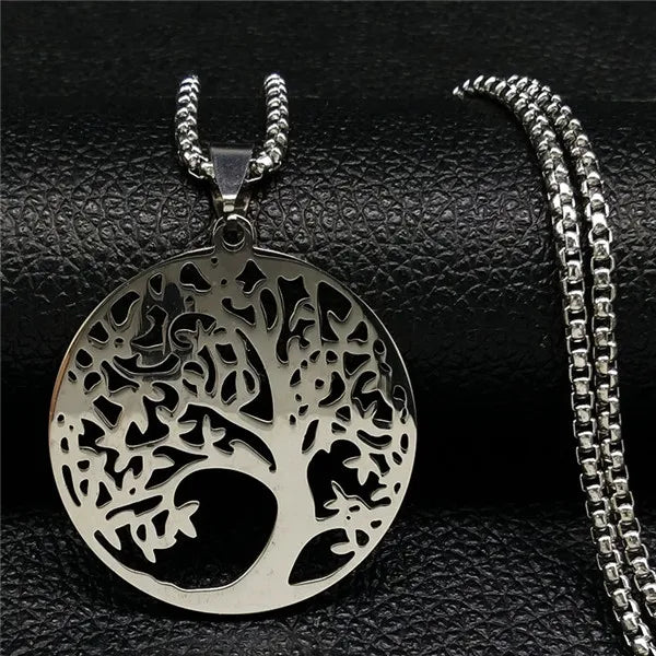 Tree of Life Collar Stainless Steel Necklace for Women Men Chain Necklace Jewellery Arbre De Vie Acier Inoxydable N842S01
