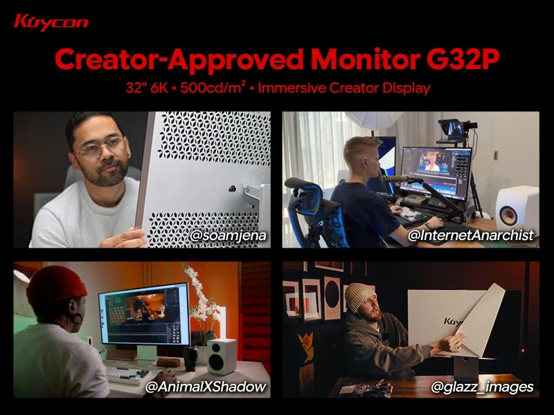 Kuycon G32P 32 Inch Computer Monitor 6K UHD IPS PC Display 500 Nits Contrast Rate 2000:1 Desktop Screen 99%sRGB Aluminum Alloy