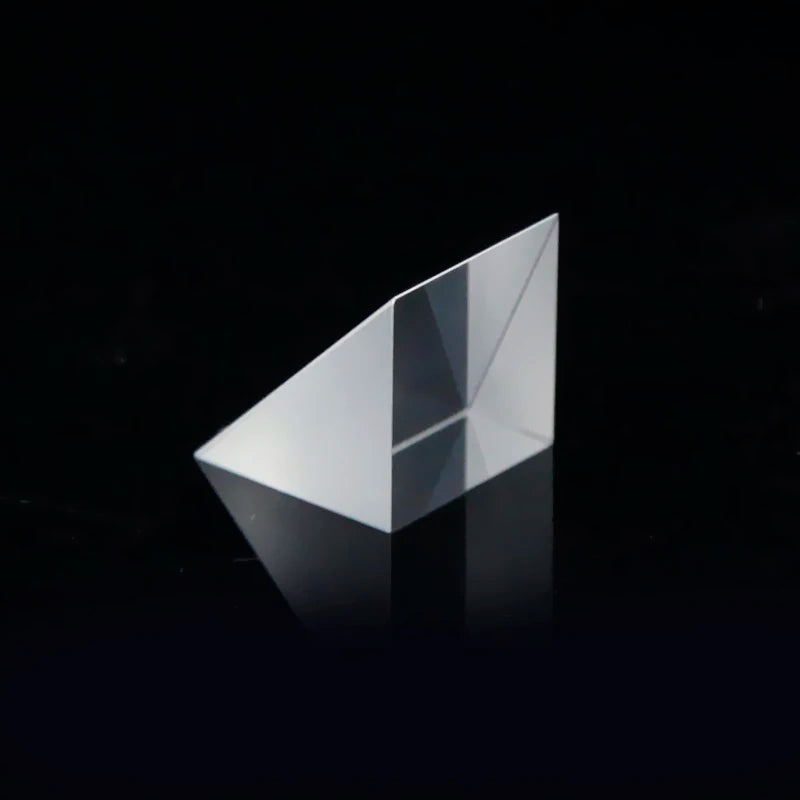 20*20*20mm Optical K9 glass right-angle prism with 45-degree internal reflection coating and blackened.