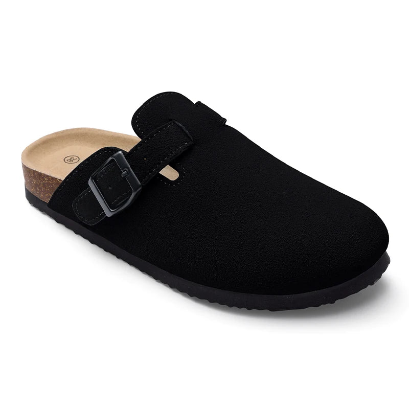 Kidmi Men's Cork Footbed Slide Sandal Slip On Sandals  Women Cork Sandals Nonslip Beach Sandals Female Adjustable Buckle Slides
