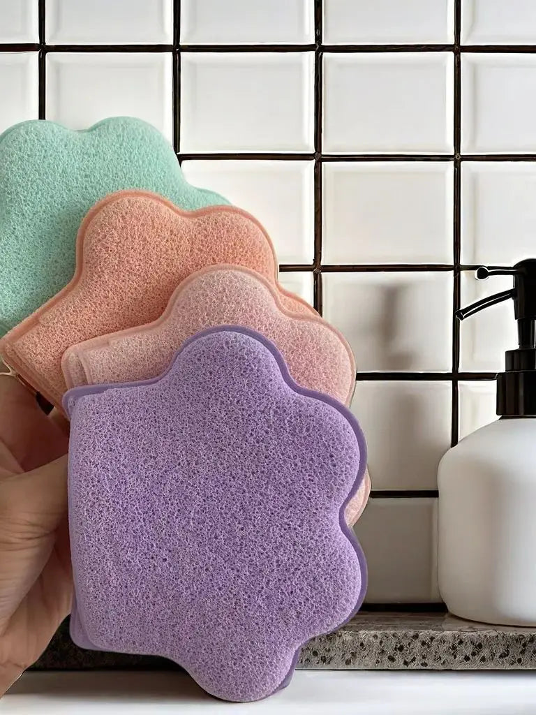 Cat's Paw Facial Sponge, Facial Cleansing Pads, Reusable Glove Bath Sponge, Bubble Exfoliating Pads for Deep Cleansing Pores