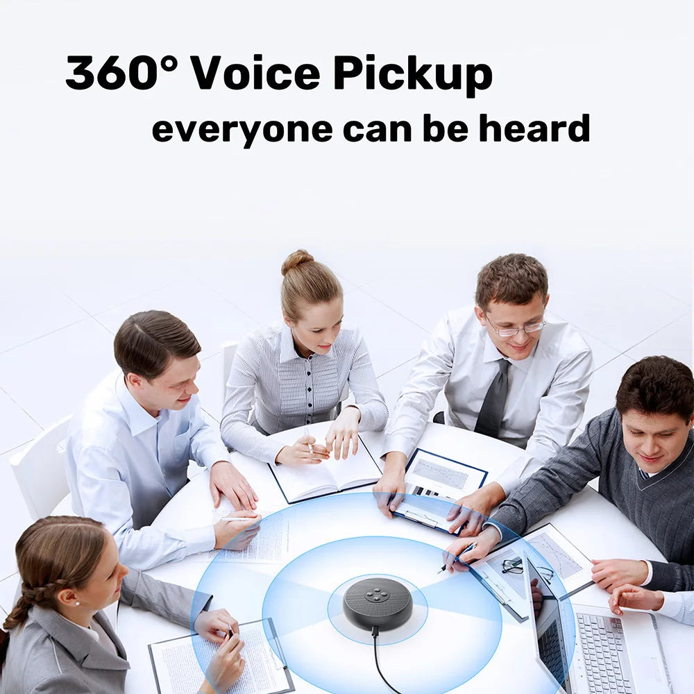EMEET USB Wired Speakerphone Conference Speaker With 2 Mics 360° Voice Pickup Meeting Microphone for Zoom/WebEx/Microsoft Teams