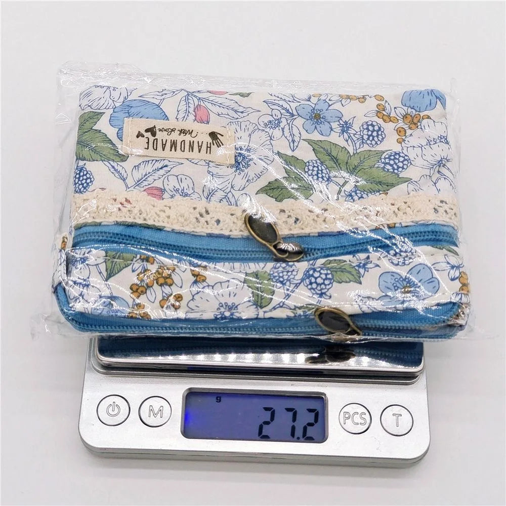 New Fashion Flower Multi-layer Cotton Fabric Coin Purse Women Card Wallet Small Change Bag Retro Canvas Female Hand Purses Pouch
