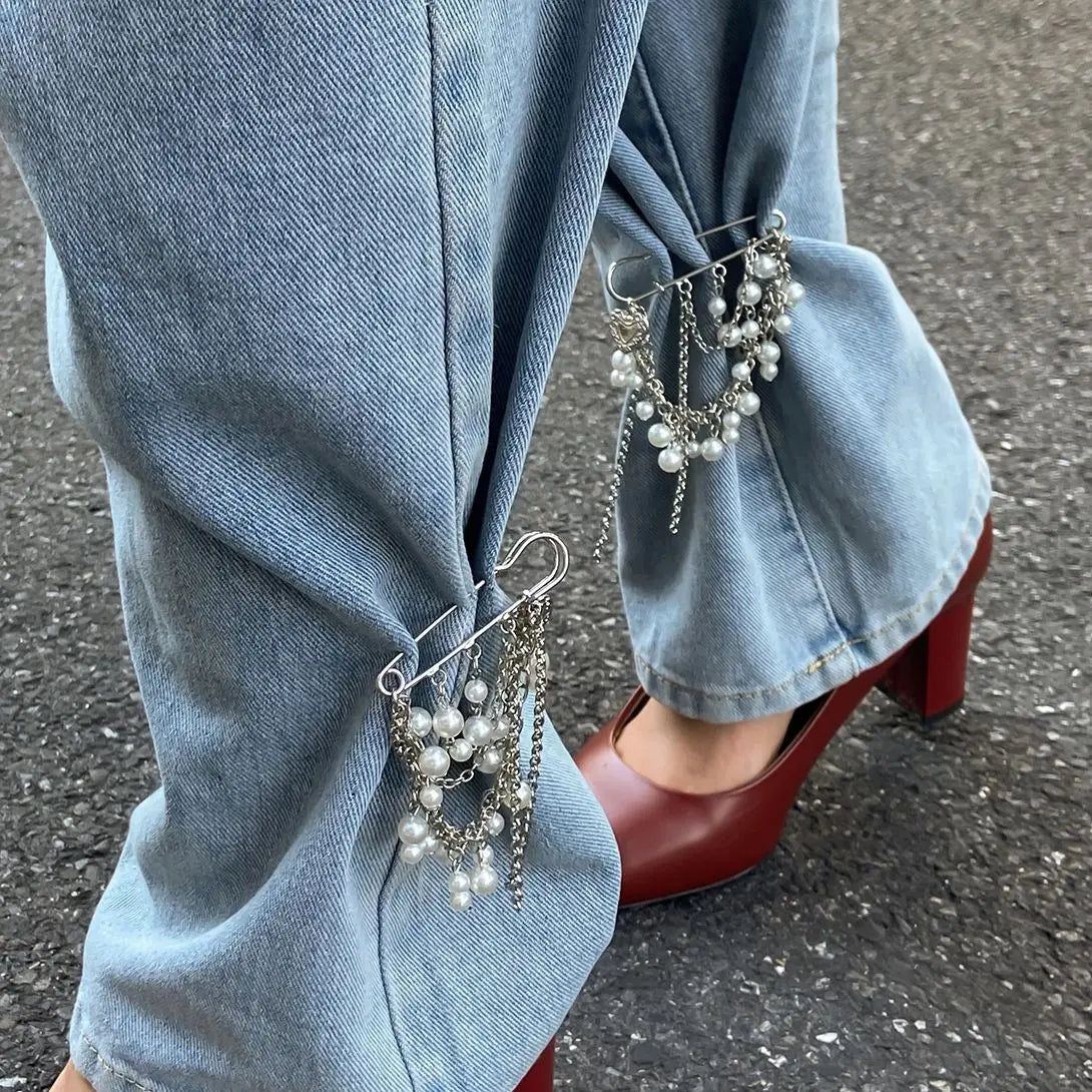 PuRui 2025 Vintage Elegant Detachable Imitation Pearl Tassel Ankles Chain Romantic Trend Adjustable Trousers Jeans Chain Jewelry