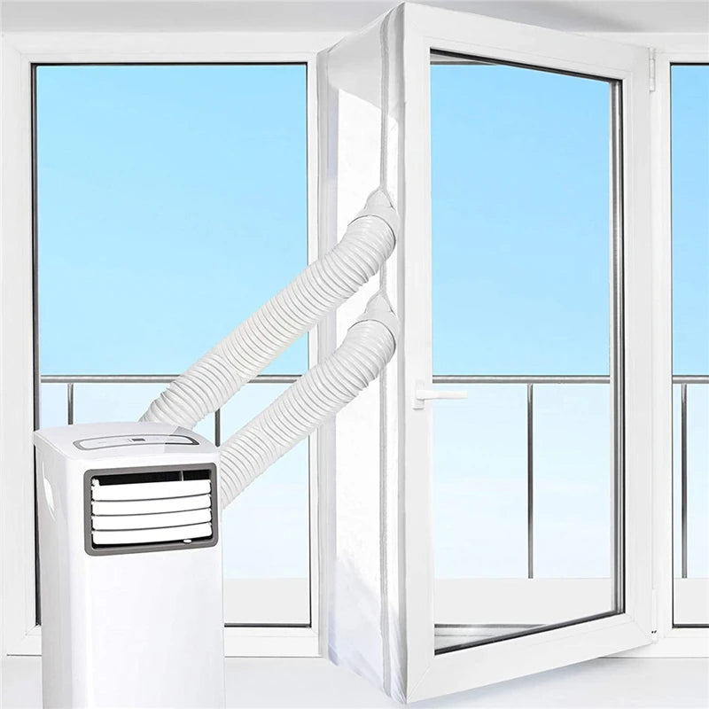 AirLock Window Seal for Portable Air Conditioner, 3m 4m Flexible Cloth Sealing Plate Window Seal with Zip and Adhesive Fast